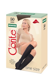 Sosete lungi 3/4 poliamida, Conte Elegant Microfibra 50 Den, Negru, 36-39 Sosete lungi 3/4 poliamida, Conte Elegant Microfibra 50 Den, Negru, 36-39