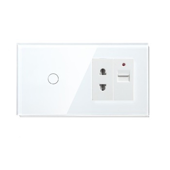 Intrerupator Smart Touch simplu cap scara/cruce WiFi compatibil cu Alexa, Google Home, IFTTT Alb+Priza 2 Pini+USB Intrerupator Smart Touch simplu cap scara/cruce WiFi compatibil cu Alexa, Google Home, IFTTT Alb+Priza 2 Pini+USB