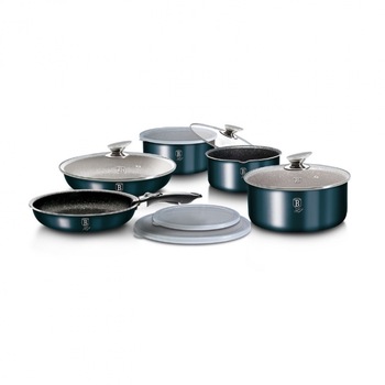 Set oale si tigai, din aluminiu forjat si marmura, Berlinger Haus, Aquamarine, 12 piese Set oale si tigai, din aluminiu forjat si marmura, Berlinger Haus, Aquamarine, 12 piese