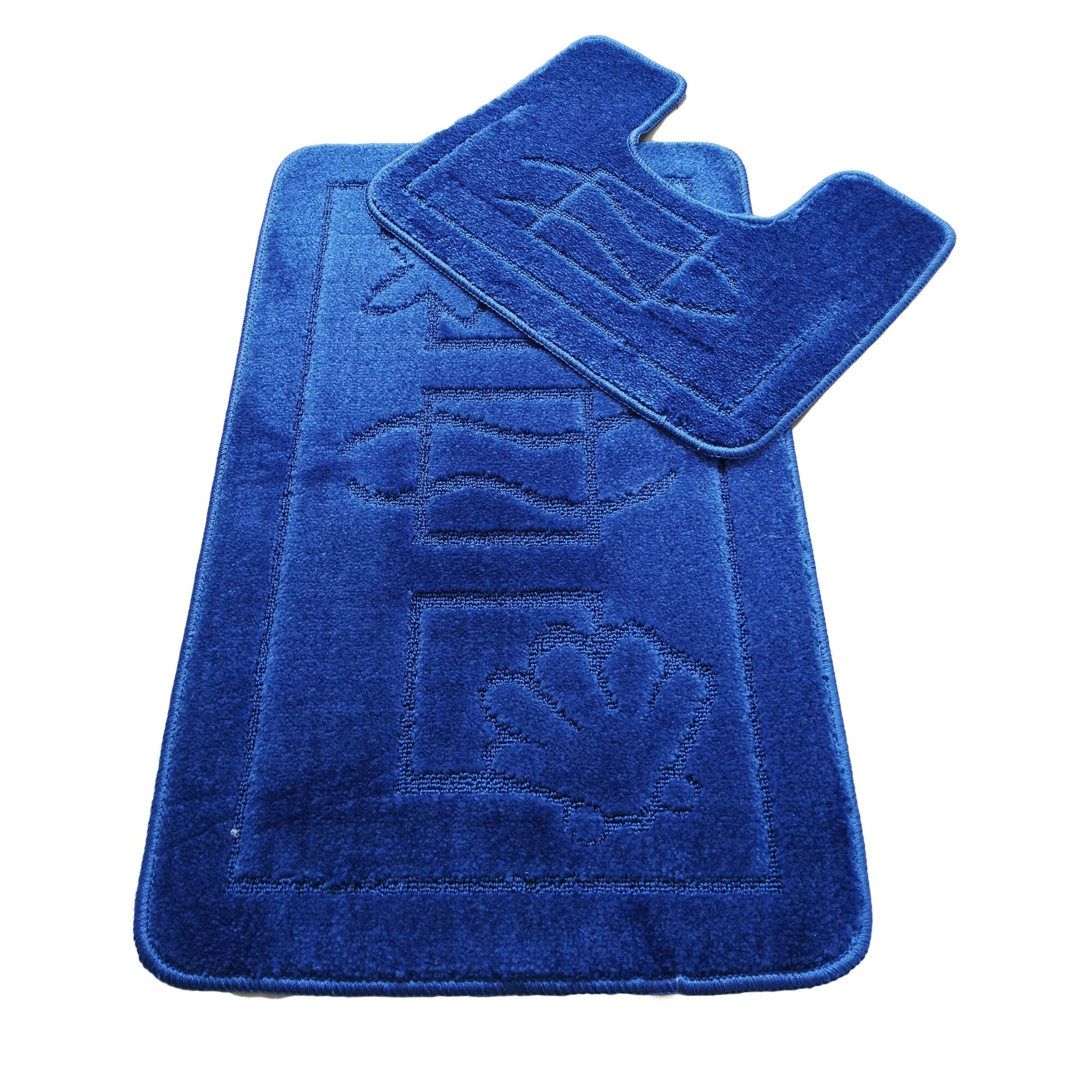 Set 2 covorase baie Basic Standard , 50x80cm/40x50cm, antiderapant, polipropilena, tip uni, culoare albastru , model maritim , gramaj 800 g