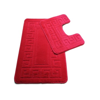 Set 2 covorase baie Basic Standard , 50x80cm/40x50cm, antiderapant, polipropilena, culoare rosu, model etnic , gramaj 800 g Set 2 covorase baie Basic Standard , 50x80cm/40x50cm, antiderapant, polipropilena, culoare rosu, model etnic , gramaj 800 g