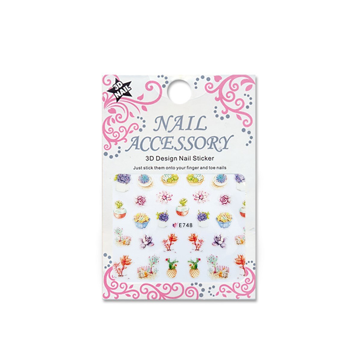 Decoratiuni cu efect acrilic 3D, MoonbasaNails, E748, Multicolor