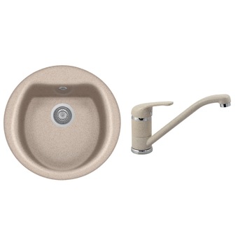 Set chiuveta granit Smart Fix Atlantic 51.10, 510 mm, adancime 220 mm + Baterie Smart Fix Quarmix, cartus ceramic, Avena, 100% Made in Italy Set chiuveta granit Smart Fix Atlantic 51.10, 510 mm, adancime 220 mm + Baterie Smart Fix Quarmix, cartus ceramic, Avena, 100% Made in Italy