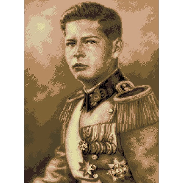 Goblen Regele Mihai (sepia) - kit goblen cu diagrama color, Rogoblen