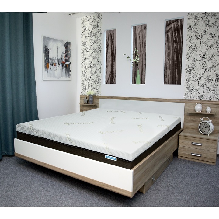 Saltea Ortopedica, Ortopedicus®, Bio Cocos, Bio Bambus, Memory 7 cm HD, 200x150x24 cm, Fara Arcuri, Husa Detasabila, 14+2+7