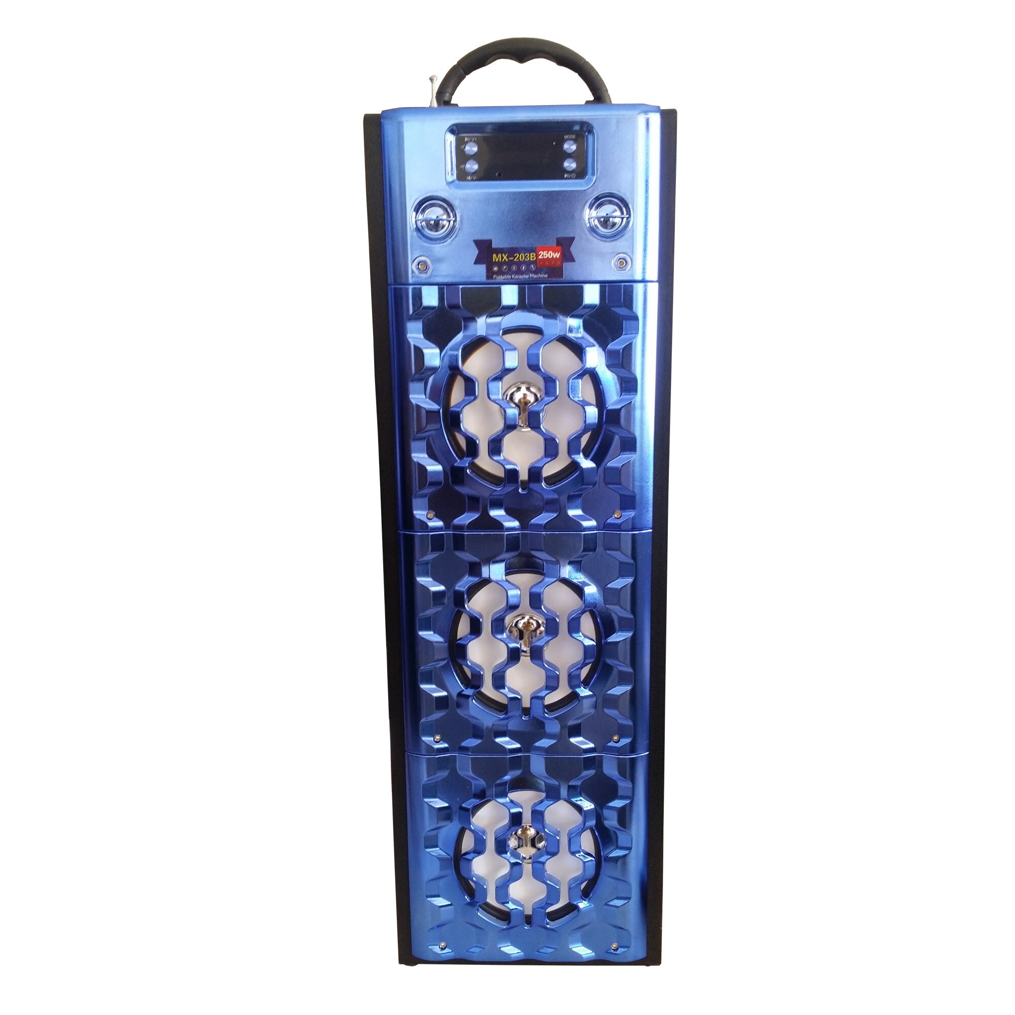 Boxa portabila cu maner de transport , Conectivitate Bluetooth , Port USB , TF Card , Joc de lumini , Baterie 1200 mAH , Intrare AUX , Afisaj LED , Radio FM , Negru
