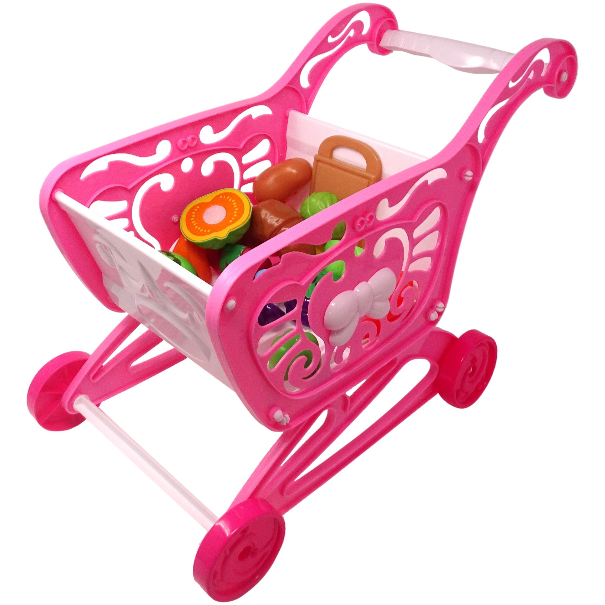 Set Carucior cu Fructe si Legume de Feliat, 33 Accesorii, Multicolor