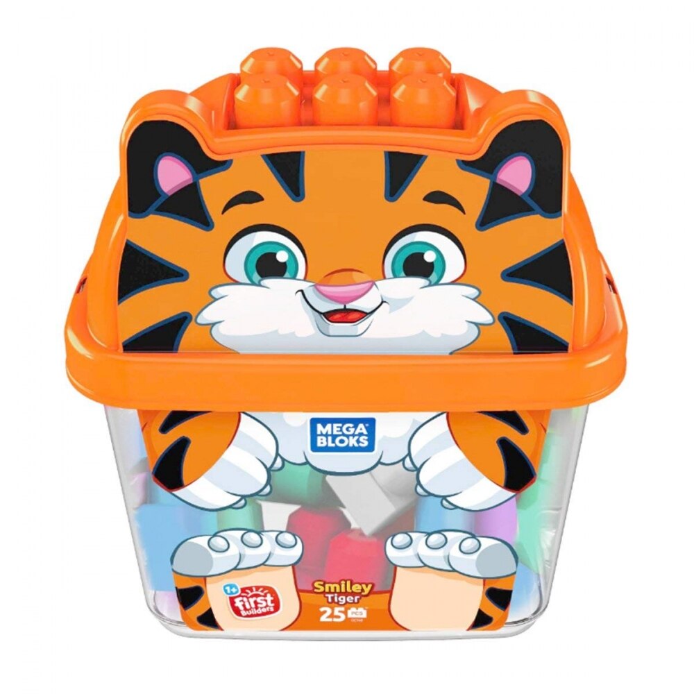 Set constructie Mega Bloks Animal Buckets Tiger 25 piese