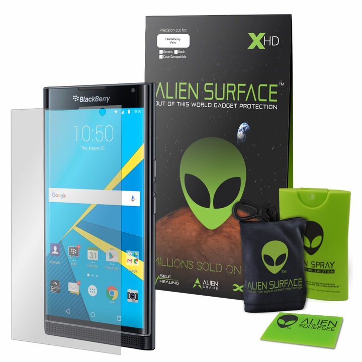 Alien Surface XHD, BlackBerry Priv, képernyővédő fólia + ajándék Alien Fiber