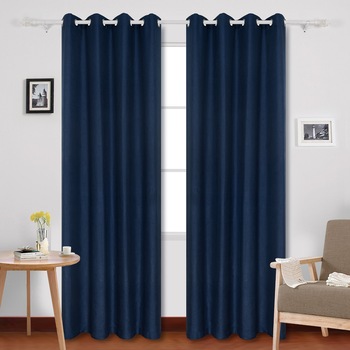 Set draperii Black-out Kring, 2 * 140x245 cm, Poliester, prindere pe inele, Albastru inchis Set draperii Black-out Kring, 2 * 140x245 cm, Poliester, prindere pe inele, Albastru inchis