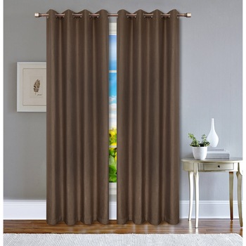 Set draperii Kring, 2 * 140x245 cm, Poliester, prindere pe inele, Maro Set draperii Kring, 2 * 140x245 cm, Poliester, prindere pe inele, Maro