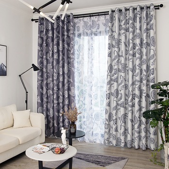 Set draperii Black-out Kring, 2 * 140x245 cm, Poliester, cu model floral, prindere pe inele, Gri inchis/Gri deschis Set draperii Black-out Kring, 2 * 140x245 cm, Poliester, cu model floral, prindere pe inele, Gri inchis/Gri deschis