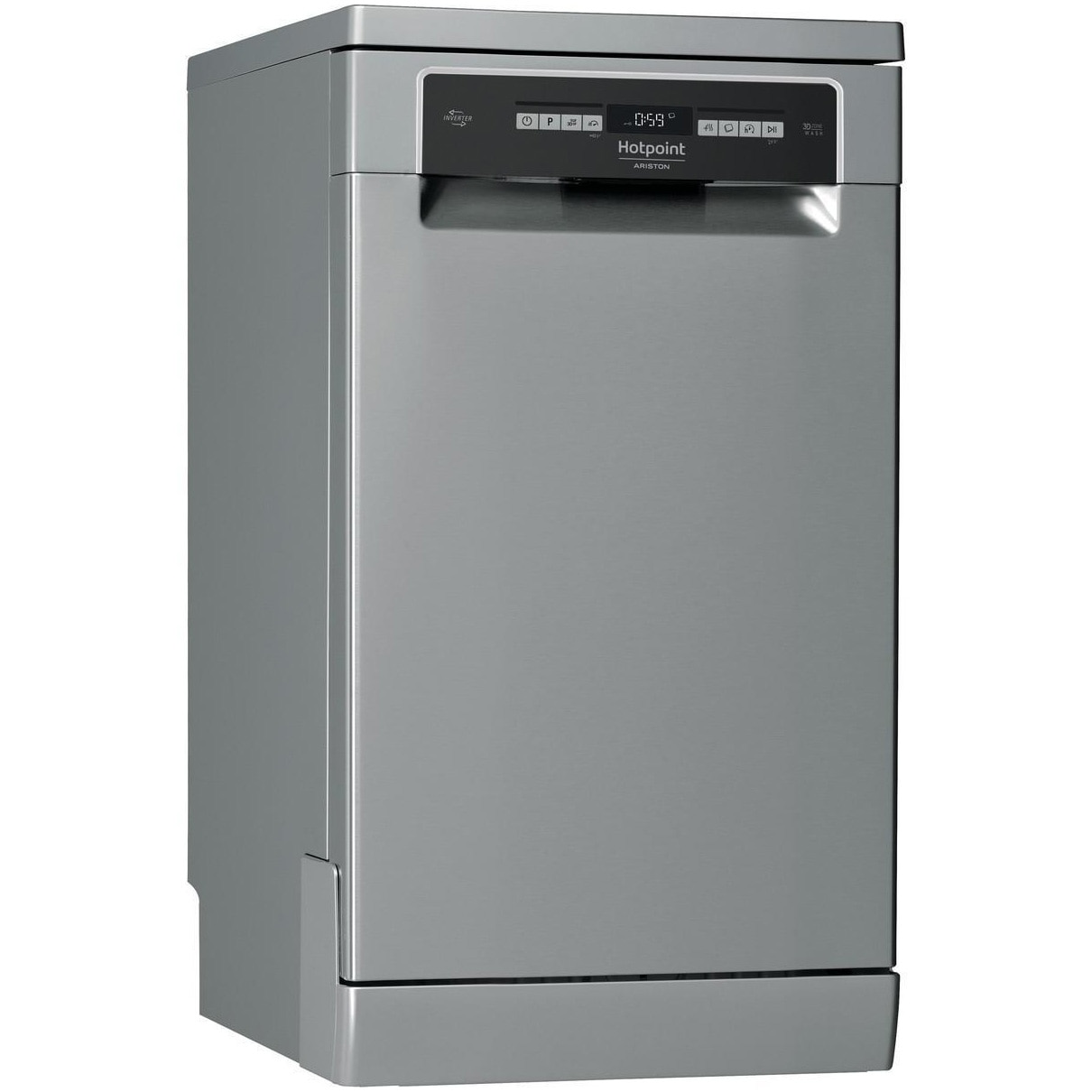 Masina de spalat vase Hotpoint HSFO 3T223 WC X, 10 seturi, 9 programe, Clasa E, 45 cm, Inox