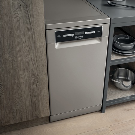 Masina de spalat vase Hotpoint HSFO 3T223 WC X, 10 seturi, 9 programe, Clasa A++, 45 cm, Inox