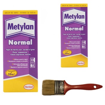 Pachet 2 x adeziv pentru tapet, interior, Metylan Normal, 125 gr + pensula vopsit Pachet 2 x adeziv pentru tapet, interior, Metylan Normal, 125 gr + pensula vopsit