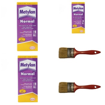 Pachet 3 x Adeziv pentru tapet, interior, Metylan Normal, 125 gr + 2 x pensula vopsit 50mm Pachet 3 x Adeziv pentru tapet, interior, Metylan Normal, 125 gr + 2 x pensula vopsit 50mm