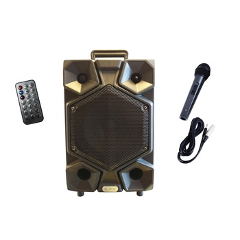 Boxa Activa Cu Statie Tip Troller , Microfon , Bluetooth , FM , USB , Card SD,Telecomanda ,Lumini Party, Negru Boxa Activa Cu Statie Tip Troller , Microfon , Bluetooth , FM , USB , Card SD,Telecomanda ,Lumini Party, Negru