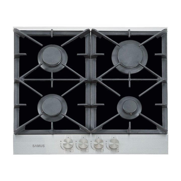 Plita incorporabila Smeg Coloniale SRV864POGH, 4 Arzatoare, Gaz, Siguranta Stop-Gaz, Gratar Fonta, 60 cm, Crem