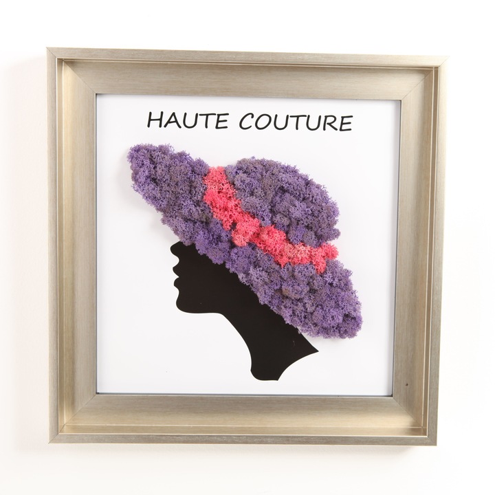 Tablou licheni, FloraBelle, Palarie, Mov, 37x37 cm