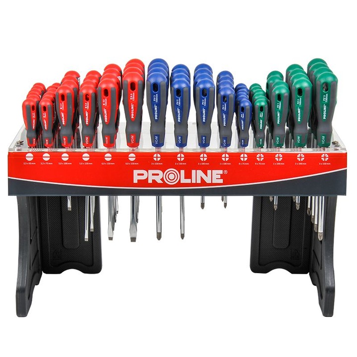 Стойка за отвертки Proline, 68 броя, С магнитен връх