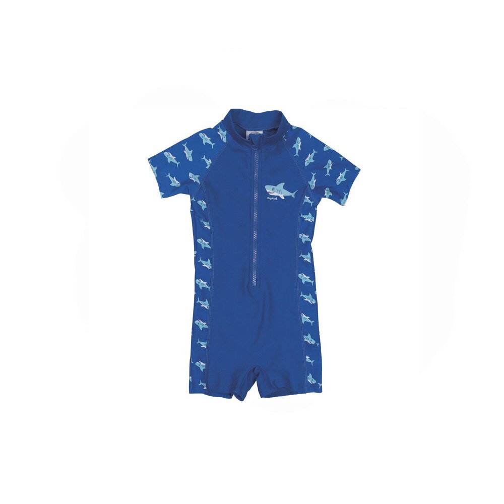 Costum de baie cu filtru UV, baieti, Playshoes, Shark, Alb/Albastru