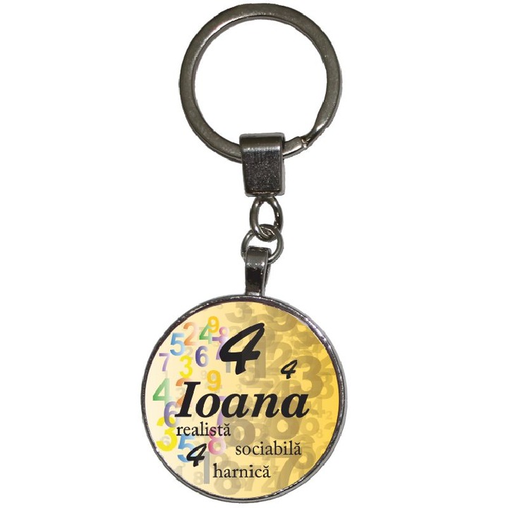Breloc numerologic personalizat, Ioana, din metal