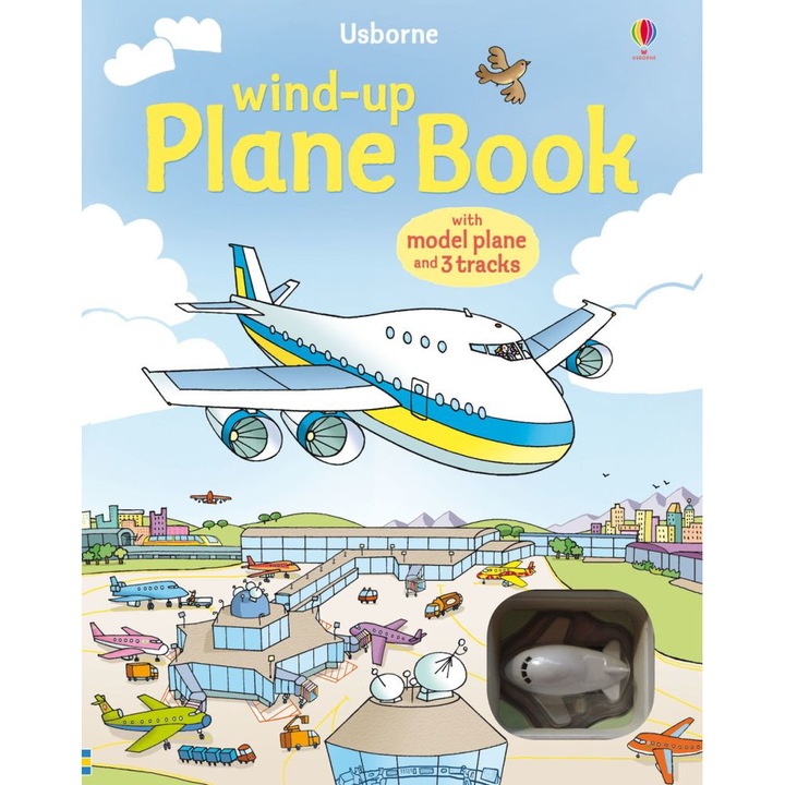 Книга "Wind-up plane book", 3 години+, Usborne