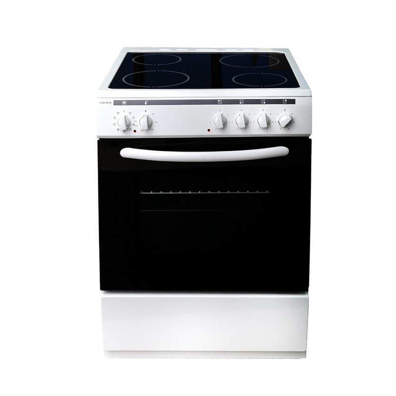 Aragaz electric Crown 60C3MA, clasa A, 4 zone de gatit, cuptor 56 l, 8 functii cuptor, Alb