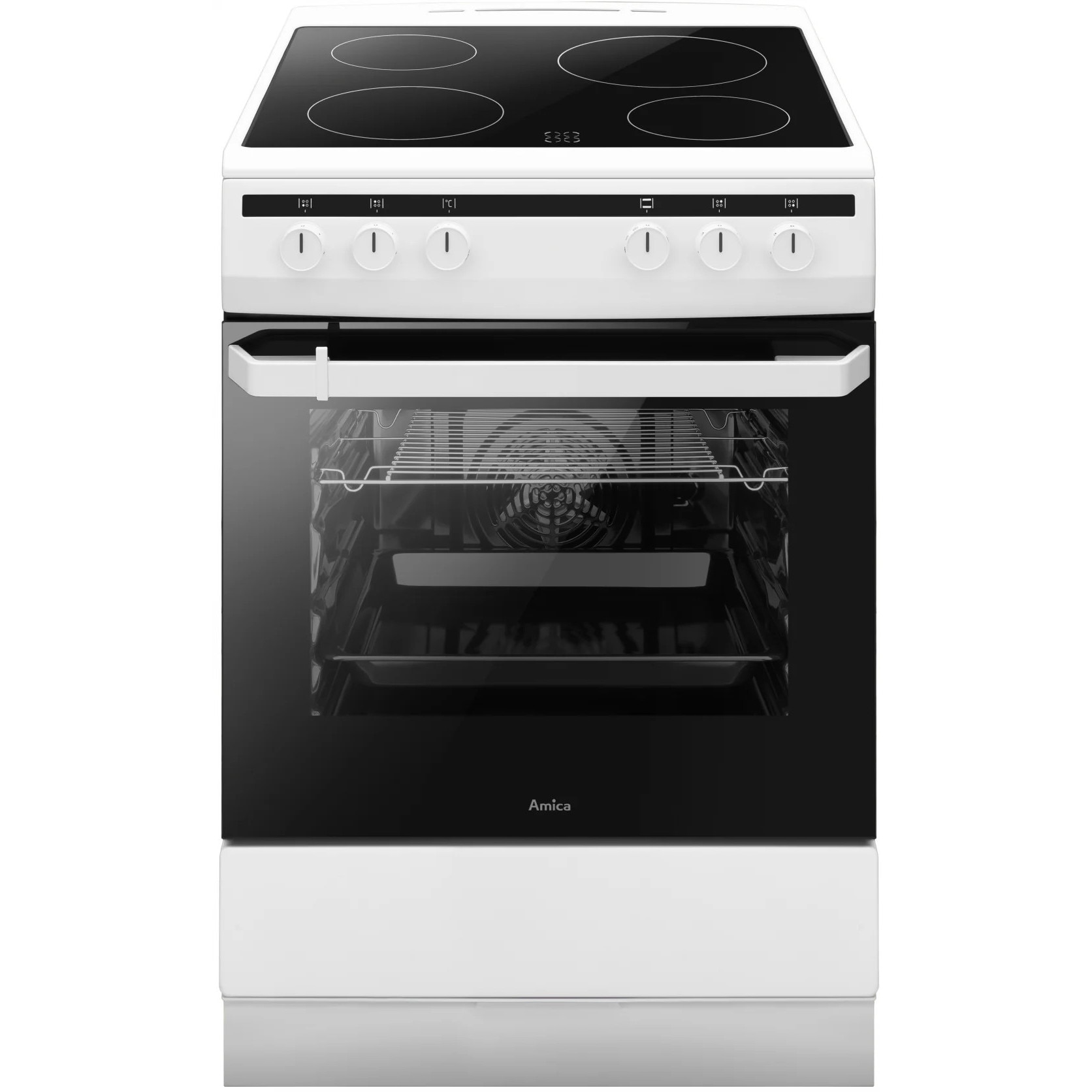 Aragaz electric Amica 6018Ce2.30Eh (W), clasa A, volum 65 l, 4 zone de incalzire, 8 functii cuptor, alb