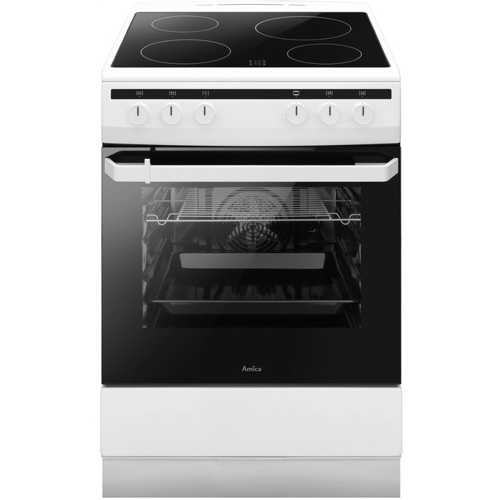 Aragaz electric Amica 6018Ce2.30Eh (W), clasa A, volum 65 l, 4 zone de incalzire, 8 functii cuptor, alb