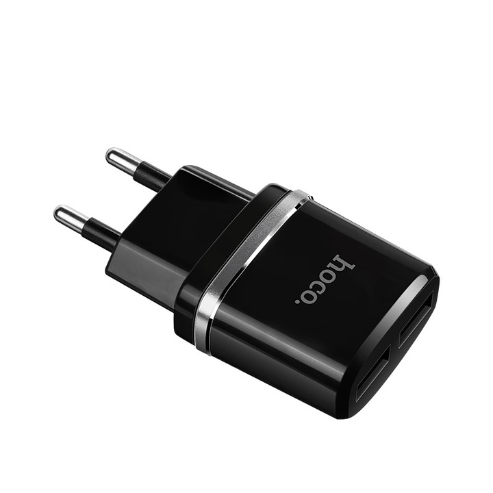 Зарядно Устройство HOCO. Premium Product 240V 2.4A, 2xUSB, без кабел, Черен