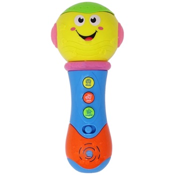 Microfon de jucarie cu muzica, proiector si sunete interactive, multicolor Microfon de jucarie cu muzica, proiector si sunete interactive, multicolor