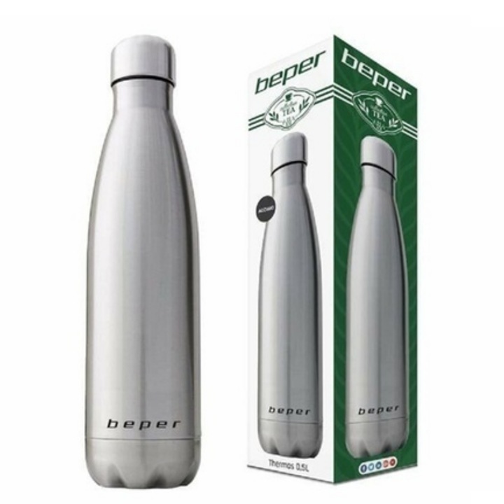 Thermos lichide, Beper, Inox, 500 ml, Argintiu