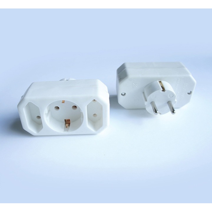 Разклонител за контакт 3-ка без кабел бял 220V 2,5A/16A