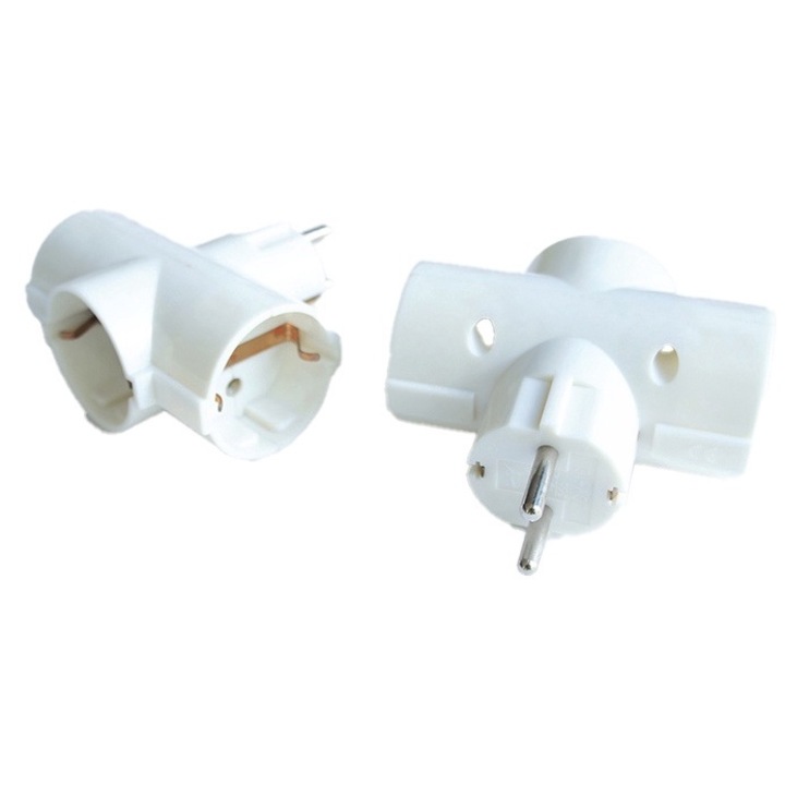 Разклонител за контакт, Ъглов 3-ка, Без кабел, Бял 220V, 16A