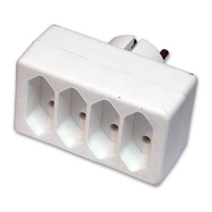Разклонител за контак т, 4-ка, Без кабел, Бял, 220VAC, 2,5A, 550W