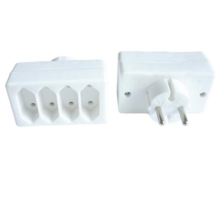 Разклонител за контакт 4-ка без кабел бял 220V 2,5A