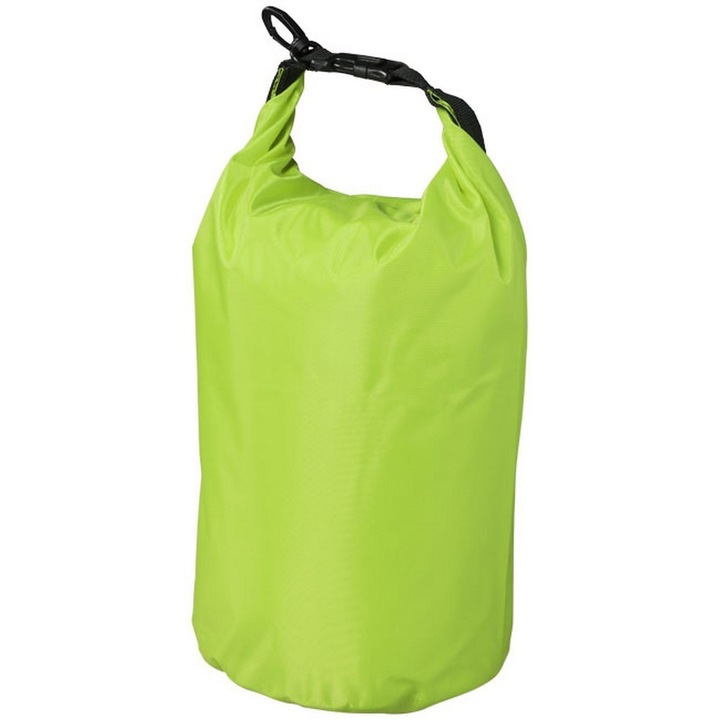 Geanta de exterior rezistenta la apa, 10 L, Everestus, CR, 190T poliester, verde, eticheta de bagaj inclusa