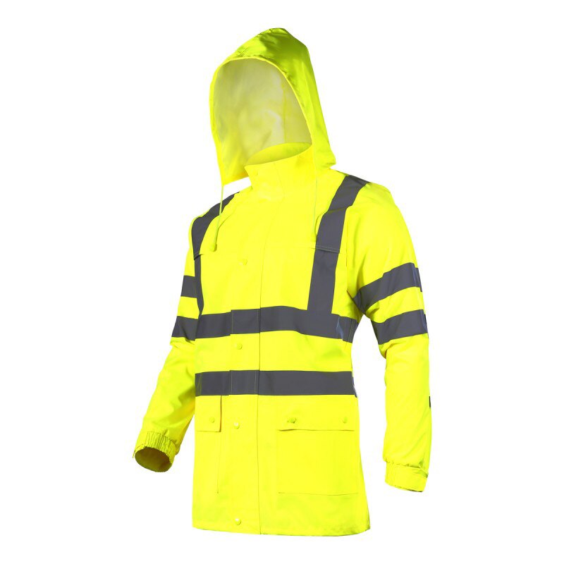 Jacheta reflectorizanta impermeabila, 2 buzunare exterioare, gluga, marime 2XL, Galben