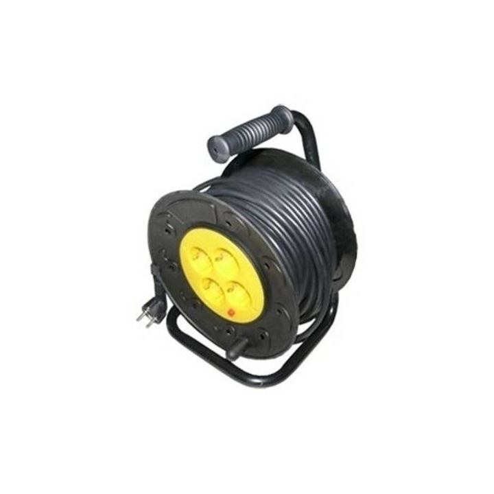 Макара с кабел и термозащита черна 30m 220V 16A