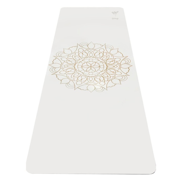 Премиум Йога Постелка DIYogi Мандала 183 x 61 cm, Бялa/Златиста