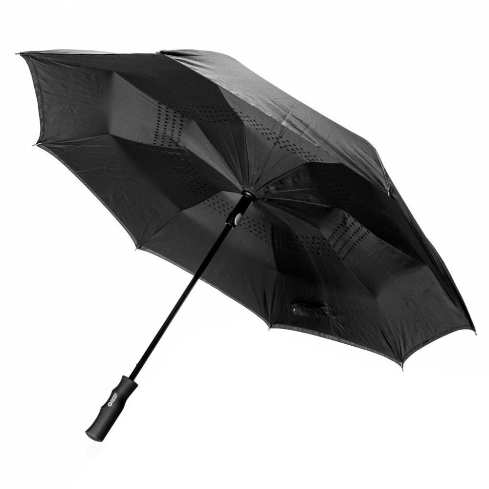 Umbrela 23 inch reversibila, deschidere automata, Swiss Peak by AleXer, RE, poliester, fibra de sticla, negru, breloc inclus