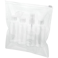 Geanta cu 4 recipiente cosmetice pentru calatorii cu avionul, Everestus, TO01, pvc, transparent, saculet de calatorie inclus