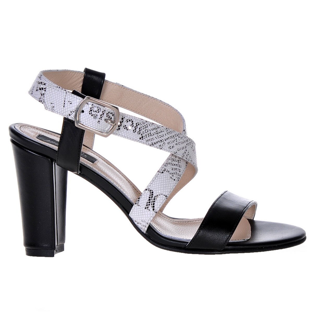 Sandale Dama Piele Naturala Imprimeu Ziar, 37 EU