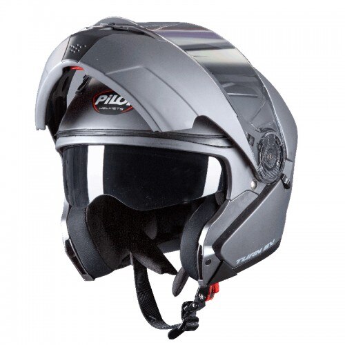 Casca moto PILOT TURN (cu ochelari soare) - gri mat, M