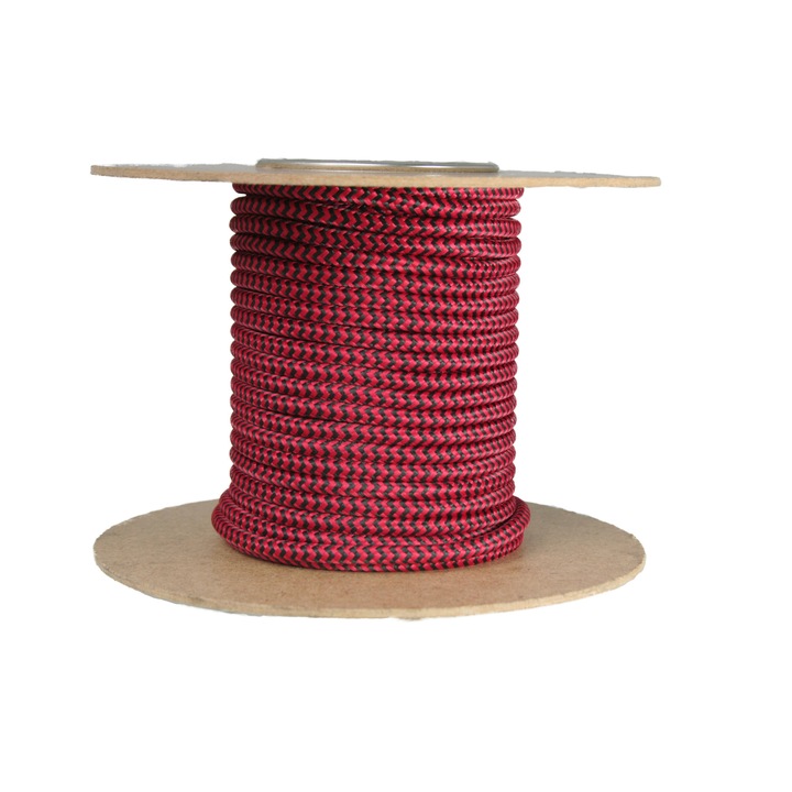 Cablu electric textil, 2x0.75, rosu-negru