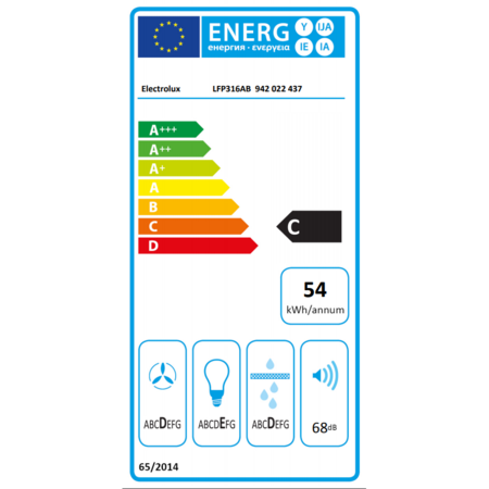 Hota incorporabila telescopica Electrolux LFP316AB, Putere de absorbtie 370 mc/h, 1 motor, Filtre aluminiu lavabil, 60 cm, Gri/Negru