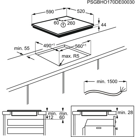 Plita incorporabila AEG IAE64431FB, Inductie, 4 zone de gatit, Touch control, Timer, Booster, Oprire automata, Conectivitate hota, SenseFry, 60 cm, Negru