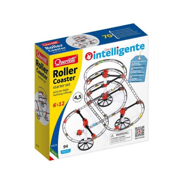 Quercetti 5064290 Quercetti: Hullámvasút golyópálya alap szett 94db-os