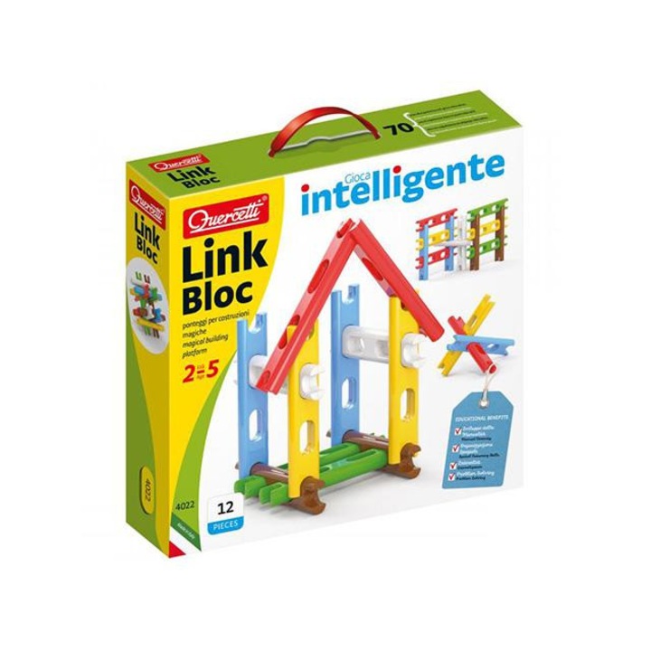 Quercetti 5040225 Quercetti: Link Block készségfejlesztő építőjáték 12db-os
